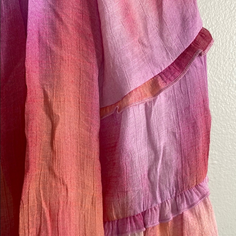 Zac & Rachel Pink and Orange Ruffled Bell Sleeve Blouse - Picture 4 of 7